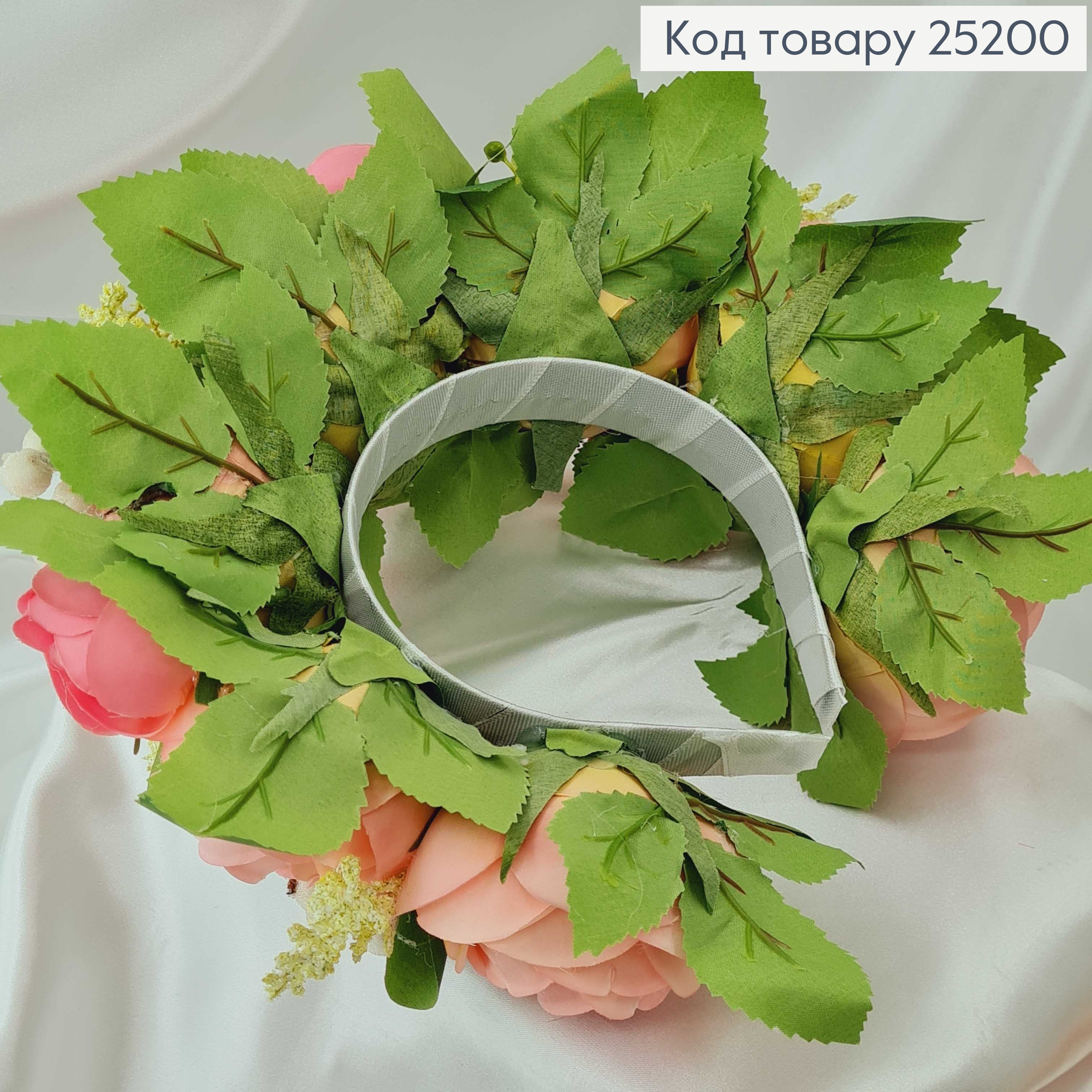 Обруч-віночок розкішний з Рожевими Трояндами, ручна робота, Україна 287034 фото 3