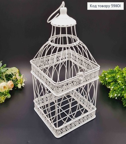 Декоративная клетка, металл, белого цвета, квадратная, высота 36см. Польща 591101 фото 3