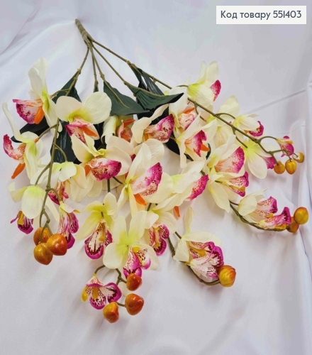 Искусственная композиция Орхидея, фиолетово-белого цвета, 5 веток с цветами, высотой 68см. 551403 фото 1