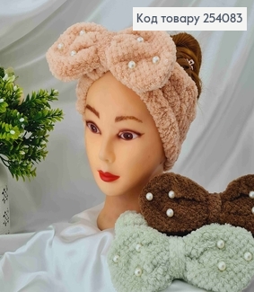 Повязка махровая Жемчужини косметическая с бантиком в ассор. 254083 фото