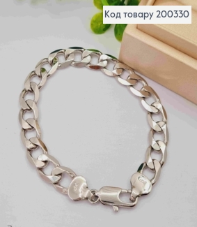 Браслет родований ПАНЦИРНЕ плетіння, ширина 1см, довжина 22см, Xuping 200330 фото