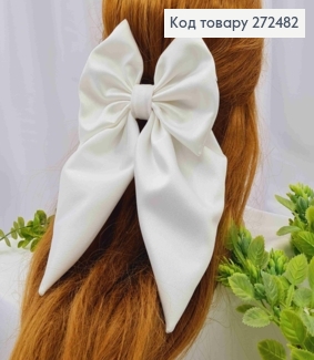 Бант кольору АЙВОРІ, заколка 7,5см, тканина цупкий атлас, розмір 13*23см, Україна 272482 фото
