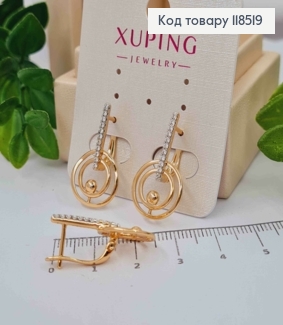 Серьги "Круг Жизни" с Блестящими камешками, 2,5см, английская застежка, Xuping 18К 118519 фото