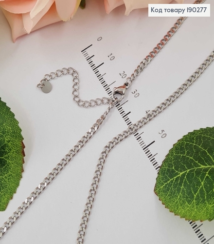 Цепочка родованная, панцирное плетение, 45+5см Xuping 190277 фото 1