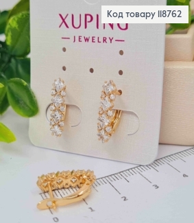 Серьги "Кетлин" украшенными Блестящими камешками, 1,7см, английская застежка, Xuping 18K 118762 фото