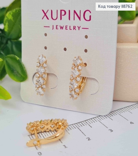 Серьги "Кетлин" украшенными Блестящими камешками, 1,7см, английская застежка, Xuping 18K 118762 фото 1