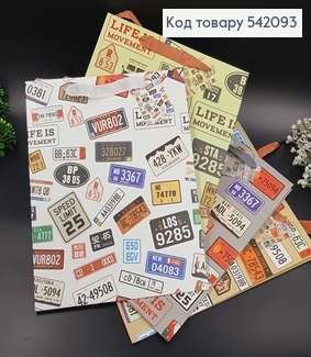 Пакет бумажный "Номерные знаки", 32х26х10см, в ассорт. 542093 фото