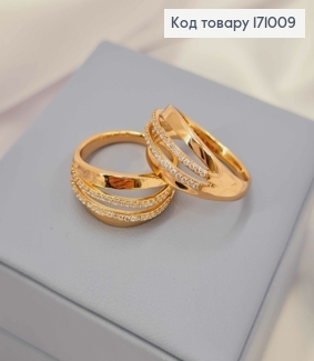 Кольцо "Грация", украшенное камнями в два ряда, Xuping 18К 171009 фото