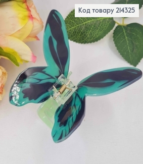 Краб пластик (акрил), яркая Бабочка Изумрудного цвета, 10*8,5см 214325 фото