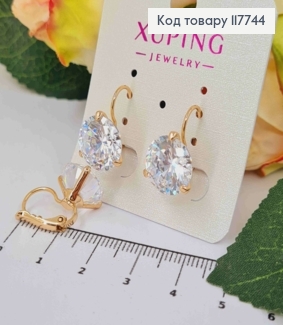 Серьги с большим блестящим камнем, диаметр 1,2см, XUPING 18K 117744 фото