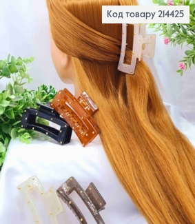 Краб пластик (акрил)  "Прямокутний" з Золотими бусинами, розм.  8,5см, Пастельні кольори в асорт. 214425 фото