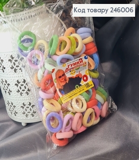 Резинка калуш мікрофібра 3см кольорові пастельні 100 шт/уп 246006 фото