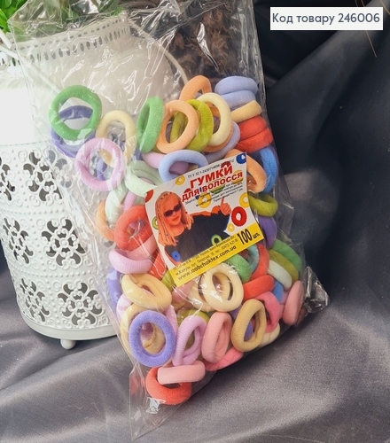 Резинка калуш микрофибра 3см цветние.100 шт/уп 246006 фото 1