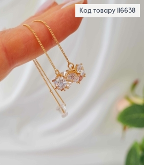 Сережки протяжки, з кубиком в камінцях, 0,8см, довж. 9см, Xuping 18K  116638 фото