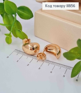 Серьги гвоздики изогнутая Каплица, 1,6см, XUPING 18K 118156 фото