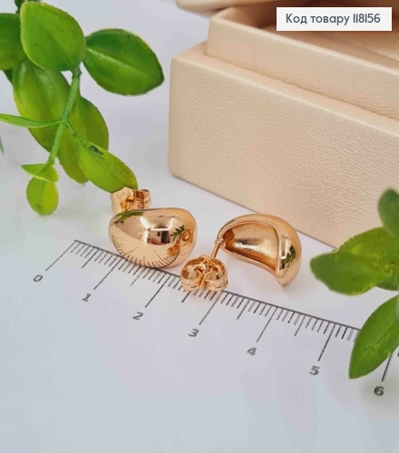 Серьги гвоздики изогнутая Каплица, 1,6см, XUPING 18K 118156 фото 1