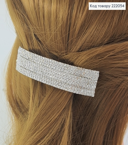 Заколка автомат серебряная с камнями Прчямокутние 222054 фото 1