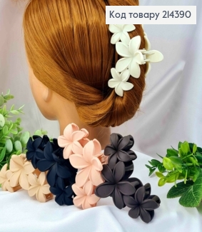 Краб пластик матовый, "Три Гавайских Цветка", размер 9,5см, Пастельные цвета в ассортименте. 214390 фото