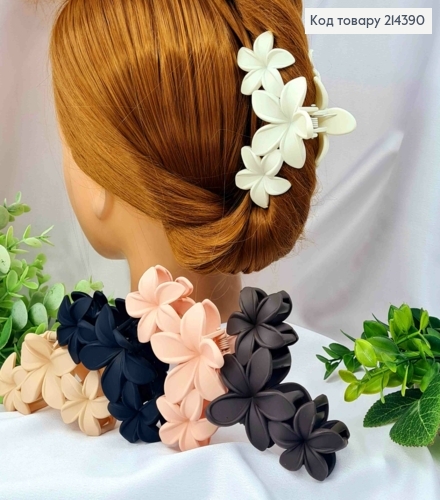 Краб пластик матовый, "Три Гавайских Цветка", размер 9,5см, Пастельные цвета в ассортименте. 214390 фото 1