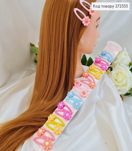 Заколка ток так детская со цветочком в асс.(10пар) 272333 фото 2