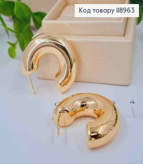 Серьги гвоздики "Объемные" (круглые), длина 3,1см, Xuping 18K 118963 фото