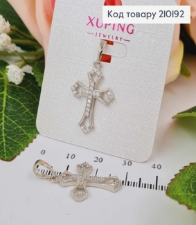 Крестик родованный, в камнях, с меньшим крестиком посередине, 2*1,7см, Xuping 210192 фото