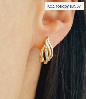 Серьги "Огоньки" украшены Блестящими камешками, длина 1,5см, английская застежка, Xuping 18K 119987 фото