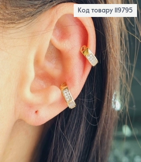 Серьги кафы на хрящик уха с Блестящими камешками, ширина 3,5мм, Xuping 18K 119795 фото