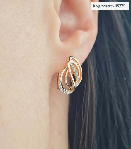 Серьги "Севилья" с камешками, 1,5см, англ. зам. Xuping 18К 115779 фото 1