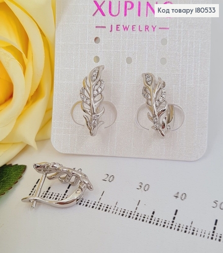 Серьги родированые Перишко, английская застежка 2*0,6см  Xuping 180533 фото 1