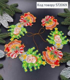 Гірлянда Новорічна, вертикальна, паперова, З святковими дзвониками, (7елементів) 572069 фото