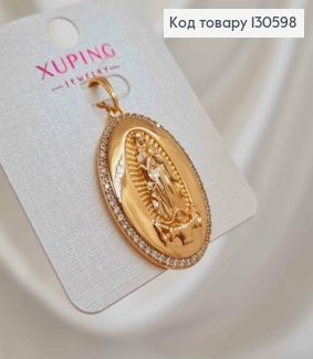 Подвеска - иконка Божья Мать , овальная в камешках, размер 3*2см колечко 6мм, Xuping 18K 130598 фото