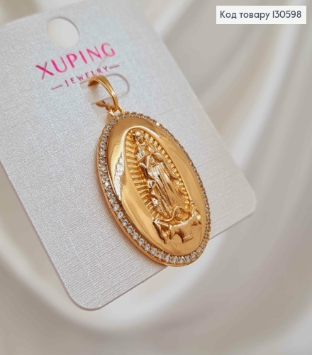 Подвеска - иконка Божья Мать , овальная в камешках, размер 3*2см колечко 6мм, Xuping 18K 130598 фото 1