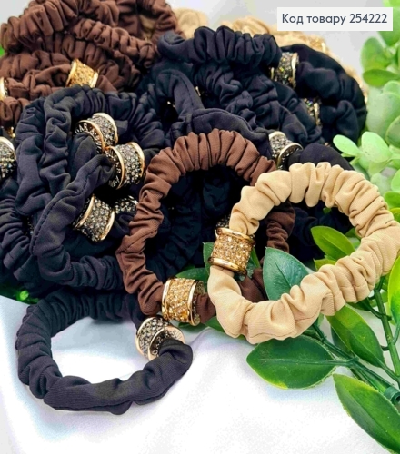 Резинка жатка с Брошкой в стразах, Пастельные цвета в ассортименте, 7см 254222 фото 1