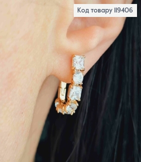 Серьги Овальные украшены Блестящими камешками, 2см, английская застежка, Xuping 18К 119406 фото