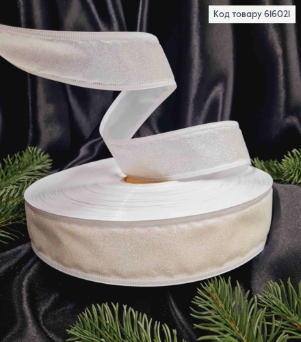 Лента Блеск БЕЛАЯ, ширина 4см, длина 100 ярдов (90м) 616021 фото 1