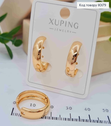 Сережки Кільця широкі, ширина 5мм, діаметр 1,9см, Xuping 18K 110179 фото 1