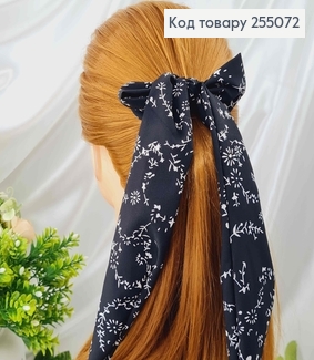 Резинка 5 см, Твилли бант Черного цвета с орнаментом, 11*23см. 255072 фото