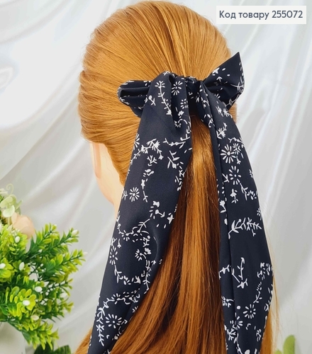 Резинка 5 см, Твіллі бант Чорного кольору з орнаментом , 11*23см  255072 фото 1