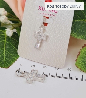 Крестик родованный, из камней, 2*1,3см, Xuping 18K 210197 фото