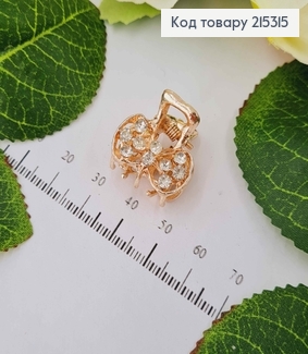 Краб металл, золотого цвета, бантик в камнях, 2см 215315 фото