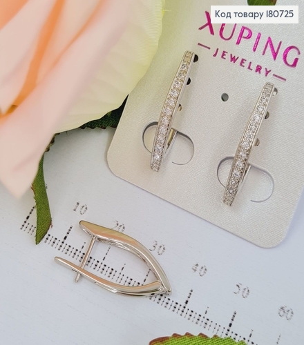 Сережки родированые Стрелы в камнях, 2,5*0,3см, Xuping 180725 фото 1