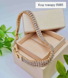 Браслет из Блестящих камешков в три ряда, ширина 0,7см, длина 17+2см, Xuping 18K 151185 фото