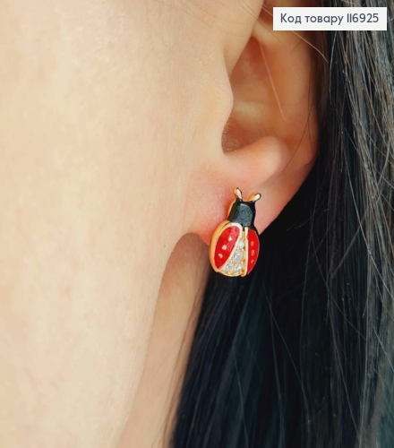 Серьги гвоздики, цветной Бедрик с камешками, 1,3см, Xuping 18K 116925 фото 2