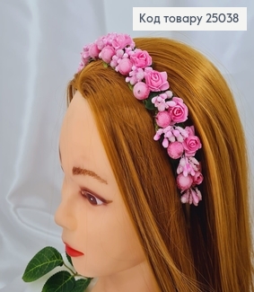 Обруч метал рожеві квіти, Україна 25038 фото