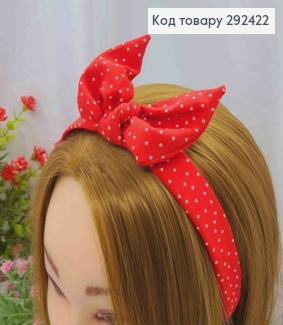 Обруч пластик в ткани "Солоха", в Горошек Красного цвета, 2,5см, ручная работа, Украина. 292422 фото