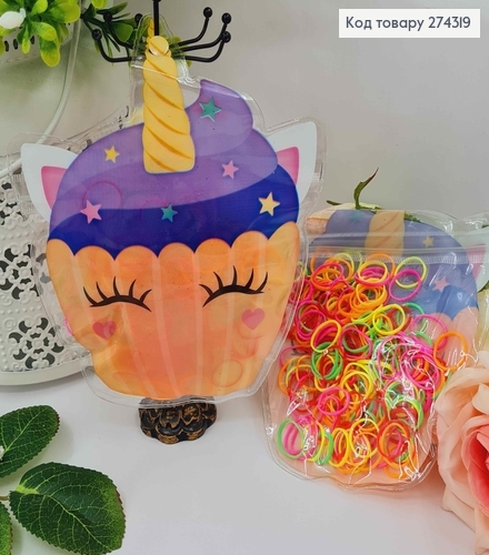 Набір силіконових резиночок "Єдиноріжки", Яскраві Кольори, 100шт/уп 274319 фото 1