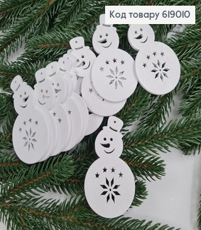 Набір  Сніговички дерев'яні  білі 6,5*3,7 см 10 шт 619010 фото