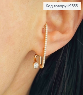 Серьги гвоздики, украшенные Блестящими камешками, 2,9см, Xuping 18K 119355 фото