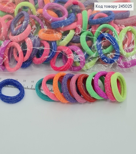 Резинка простая цветная с люрексом 100 шт / уп. цена за упак. 245025 фото 1